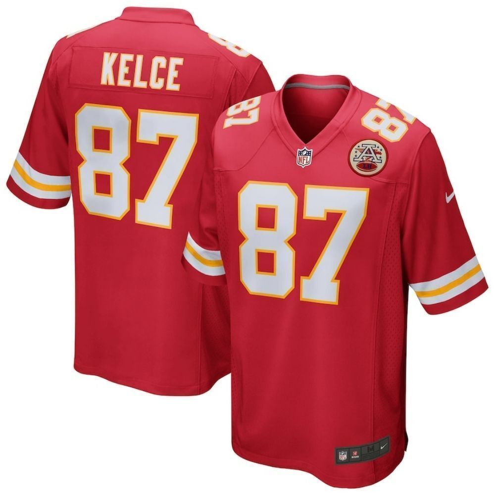 Men's Kansas City Chiefs Travis Kelce #87 Nike On Field Home Red Jersey Size 4XL